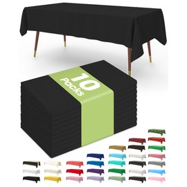 Pureegg Plastic Table Cloth Disposable 10 Pack, 54 x 72 Inch Table Cloths, Graduation Decorations Class of 2025, Graduation Party Tablecloths, Rectangle, Plastic Cover, Leakproof & Sturdy, Black