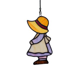 EPOGIFTS Stained Glass Little Girl Window Hanging Decor,Unique Girl Themed Gifts for Girls Friends Stained Glass Suncatcher,Girl Home Decor Gifts,Birthday Party Decorations