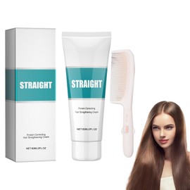 Hppsctink Haarglättungscreme, 60ml Hair Straightening Cream, Protein-Glättungscreme, Glättet krause Splissstellen, Beschädigtes Haar reparieren, Haarglättungs-Creme,shampoo