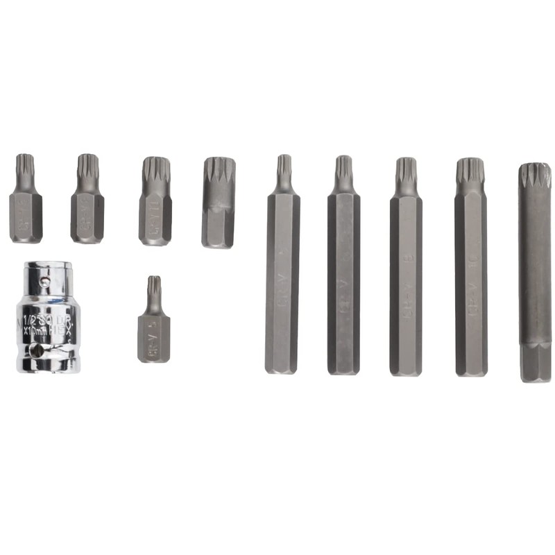 Spline Socket Bit Set 11 Piece 1/2 Drive Standard and