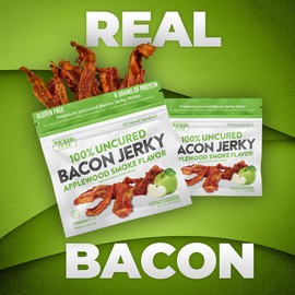 Applewood Smoked Bacon Jerky, 12g Protein Per Bag, Tender & Easy to Chew Fully Cooked Bacon, USA Made High Protein Carnivore Snacks (2 Bags)
