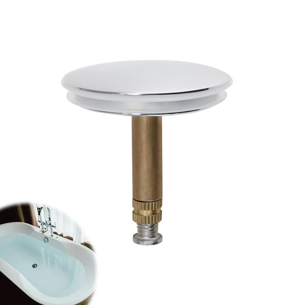 Drain Plug, DEANKEJI 43 mm Bath Plug, Universal Bath Plug, Made of Brass with Three Layers of Nickel-Chrome Coating, Suitable for Kitchen Sinks, Bathtubs, Bathrooms