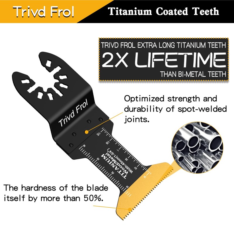 Trivd Frol 50PCS Oscillating Saw Blades, Professional Universal Titanium Multitool