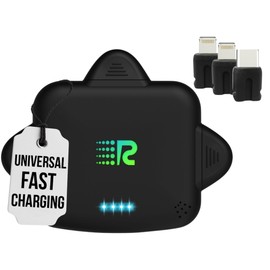 Rush Charge Universe 3 in 1 Portable Charger – 3300mah, 2.4A High-Speed Fast Charging Compatible with iPhone and Android Lightning, Type C, Micro-USB Charges 3 Devices at a Time Pre-Charged RC33 Black