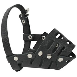 Real Leather Dog Cage Basket Muzzle Black Small Breeds (Circumf.5.5"; Snout 2")