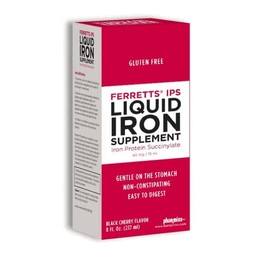 Ferretts IPS Liquid Iron Supplement (40mg Elemental Iron per 15ml) 8 Fl Oz. of Black Cherry Flavored, for Kids & Adults - Gentle & Non-Constipating Yummy Liquid Iron Supplement