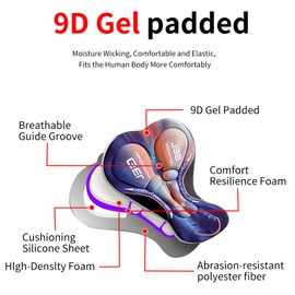 23GUANYI Cycling Shorts Mens, Padded Cycling Shorts Men, Mountain Bike Short Men with Elastic 9D Gel Seat Pad, Breathable Quick-Drying Shockproof Cycle (UK, Alpha, 3XL, Regular, Regular, Black)