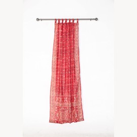 Light-Filtering Sari Colorful Curtains – Boho Curtains, Bed Canopy Panel, Wall Tapestry or Window Treatment For Bedroom or Living room + Tote bag (96"L x 42"W Single Panel, Maroon)