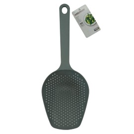 Fackelmann Plastic PBT Skimming Scoop, Food Scoop Colander, with holes, 35.5x12.5x6cm, Grey