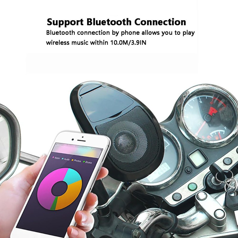 MACHSWON Waterproof Speaker Loudspeaker Music Audio Player for Motorcycle ATV