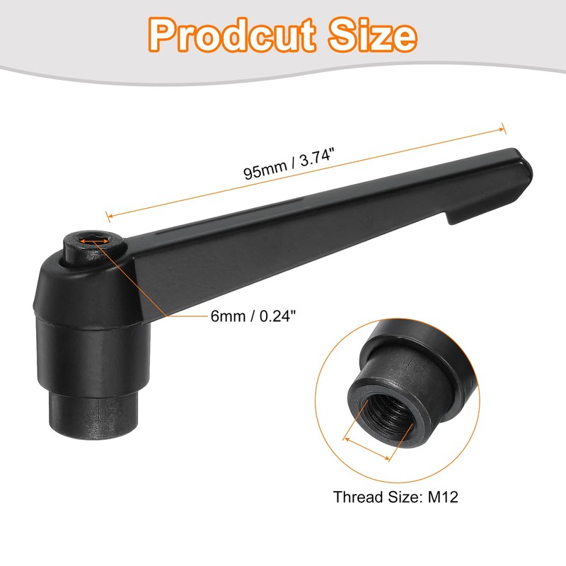 sourcing map 2Pcs M12 Adjustable Knobs Handle Female Thread Push