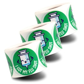 900 I Got My Flu Shot Stickers 1.5 inch Round Circle Dots - Vaccine Immunization Season Stickers - Green 3 Roll of 300 Vaccine Labels