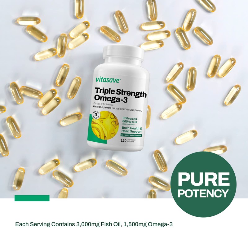Vitasave Omega-3 Fish Oil Supplement [120 Softgels] - High Potency