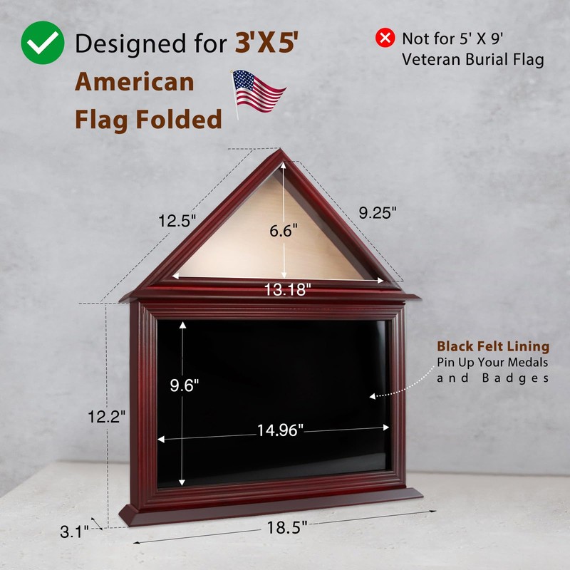 ASmileIndeep Flag Display Case Box for Folded 3'x5' American Flag