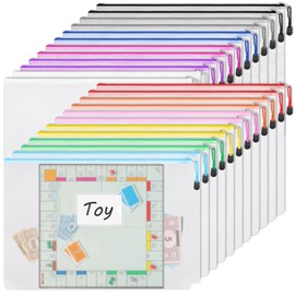 EOOUT 24pcs Mesh Zipper Pouch Bags A3 Extra Large Document Bag with Label Pocket, 16.9x12 Inches, Plastic Zip File Folders, Puzzles, Board Game Storage for Organizing Office Home