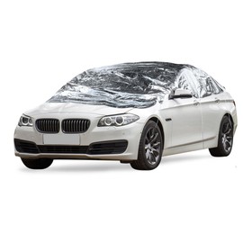 A ABSOPRO Front Half Car Cover Waterproof 340x233cm Outdoor Half Cover for Car Aluminum Film Silver Tone