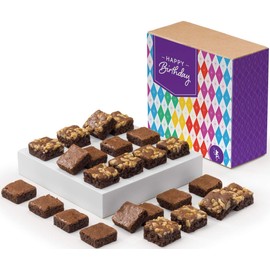 Fairytale Brownies Birthday SUGAR-FREE Magic Morsel 24 Individually Wrapped Gourmet Chocolate Food Gift Basket - 1.5 Inch x 1.5 Inch Bite-Size Brownies - 24 Pieces - Item CB524