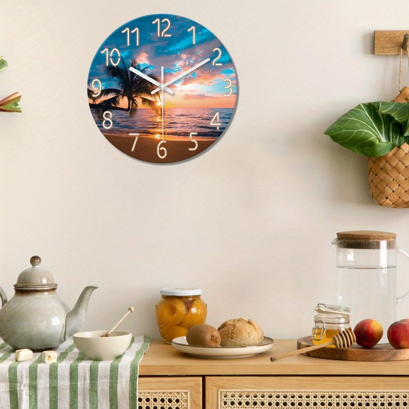 XFM Beach Wall Clocks Battery Operated 16 Inch Silent Non-Ticking