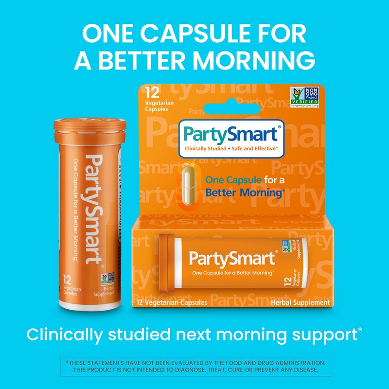 Himalaya PartySmart, 12 Vegetarian Capsules, Provides Antioxidants, Non-GMO, Plant-based, 250