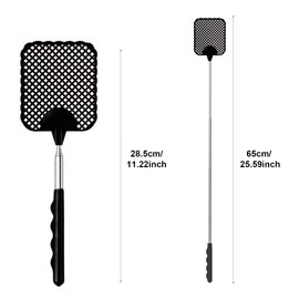 iZhuoKe Pack of 4 fly swatters, extendable fly swatters, repels flies, wasps and other insects (black, red)