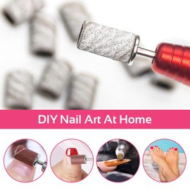 XIATIAN 221Pcs Nail Sanding Bands for Nail Drill, Coarse Fine Sanding Bands 80#120#180#240# Grit Nail Sanding Bands with 1Pcs 3/32” Nail Drill Bit for Electric Nail Drill Art Manicure Pedicure