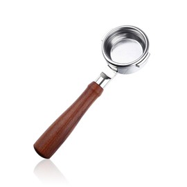 LAPOOH 58mm Bottomless Portafilter Expresso Bottomless Naked Portafilter Stainless Steel and Solid Wood Filter/Basket/Spoon and Cleaning Brush Included Replacement Parts Compatible with Breville