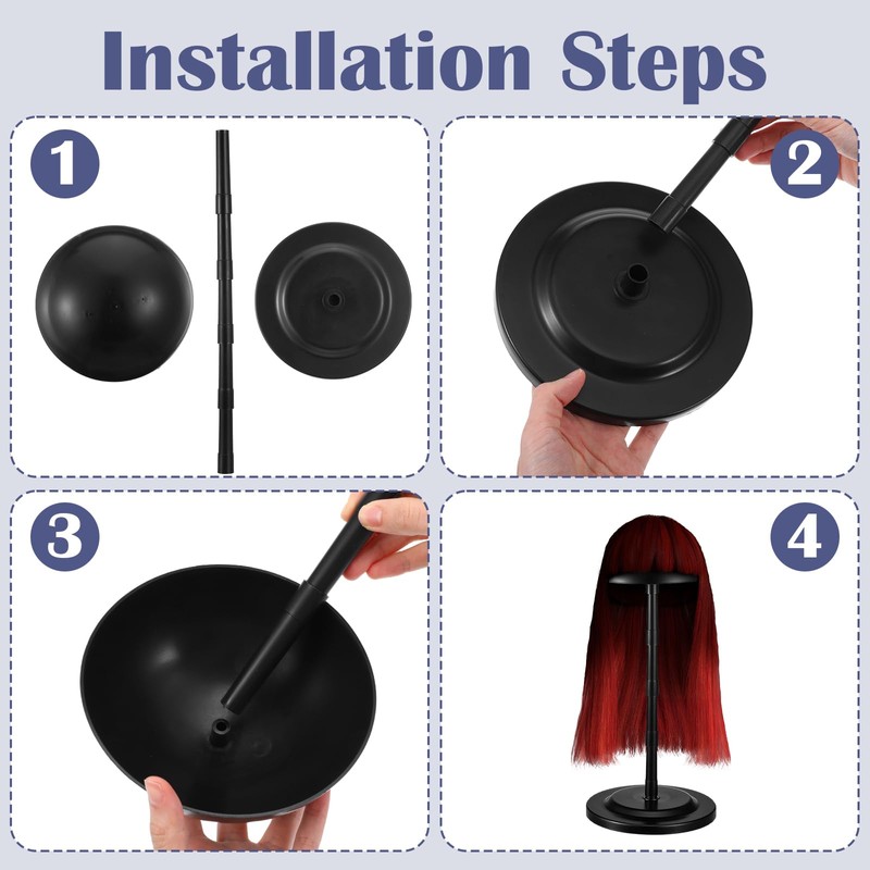 Adjustable Wig Stand,4.33" to 14.17" Wigs Head Holders Portable Plastic