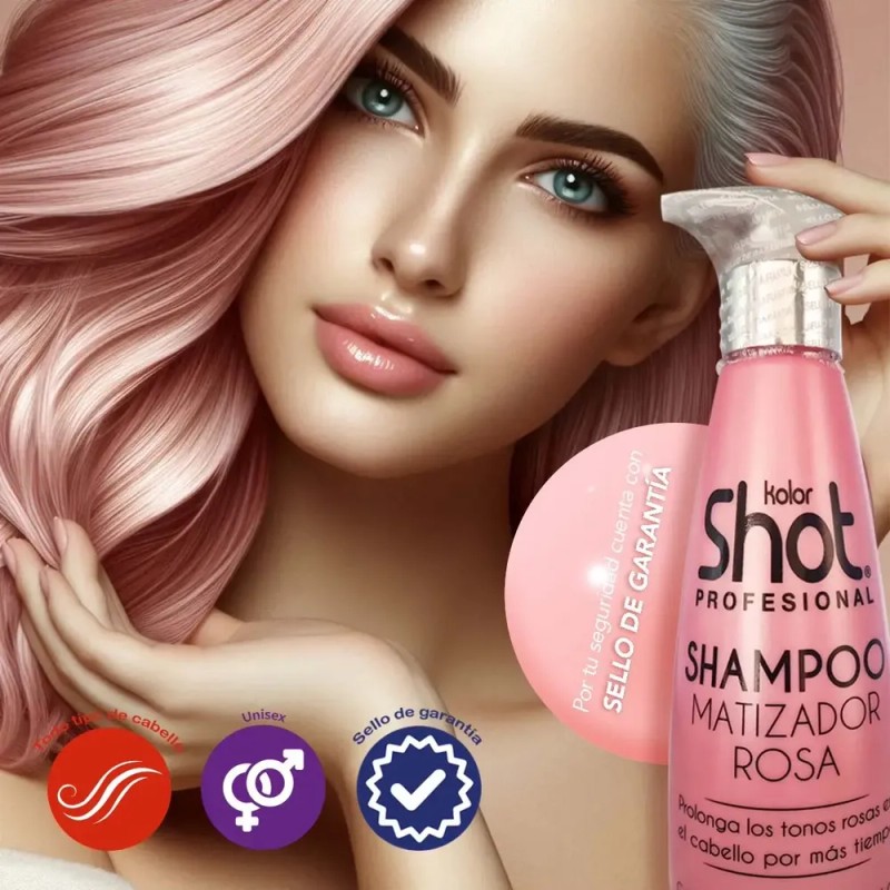 Shampoo Matizador Rosa Kolor Shot P/ Cabello Tinte Fantasia