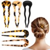 Tyqour French Hair Pin Set 5pcs Tortoise Shell French Twist