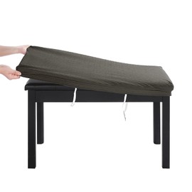 BUYUE Luxury 2-Person Piano Bench Cover, (27.7"- 37") Lx (12"- 16") W Stretch Jacquard Washable Rectangle Footstool Slipcover (M, Brown)