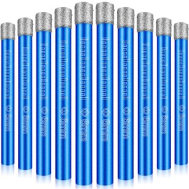 Dry Diamond Drill Bits Set 10 PCs 1/4" 6mm Small Diamond Hole Saw Kit for Granite Marble Porcelain Tile Ceramic Stone Glass Hard Materials (not for Wood) Round Shank