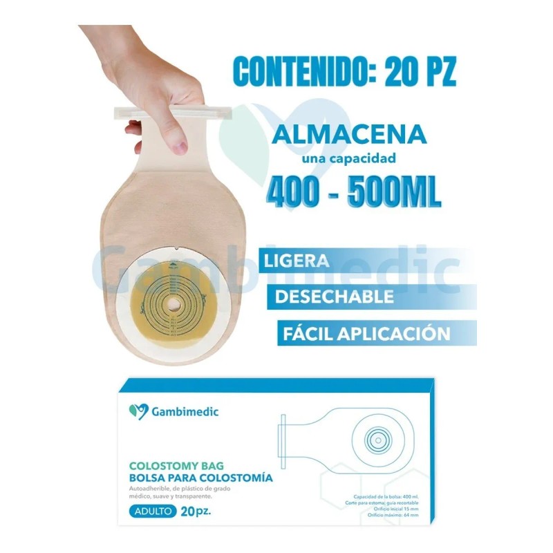 Gambimedic Bolsa Colostomia Barrera Recortable