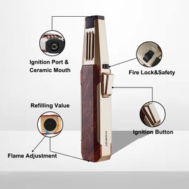 JETPRO Butane Torch Lighter One-Hand Operation Lighter with Adjustable Jet Flame Kitchen Cooking Torch (Butane Gas Not Included) (Wood)