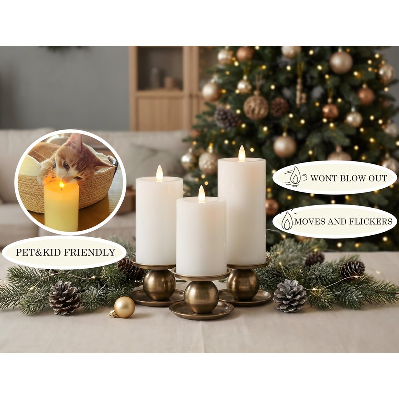 CozierGlow Flameless Pillar Candles Flickering with Remote Timer, Battery Operated