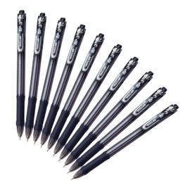 DOLLAR BP-3 Retractable Ballpoint Pens, BLACK, Pack of 10, Fine Point (0.7mm), Smooth Ball Pens, Comfort Rubber Grip, Perfect for School Office Home Business Hospital Nurse Everyday Use