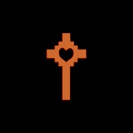 Heart Quadrate Cross Symbol Religious Christianity Jesus Glow in The Dark Sticker Decal for Phone Tablet Laptop Car Truck Window | 2" Sticker | Orange