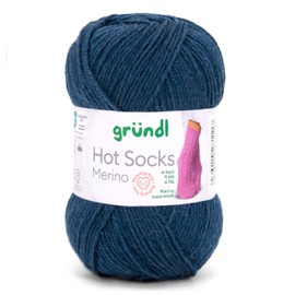 Gründl Hots Socks Merino Plain, 4-Ply Sock Wool, 50 g / 200 m, 75% Virgin Wool (Merino, Superwash), 25% Polyamide, Mulesing-Free, Oeko-Tex Standard, (21 Midnight Blue)