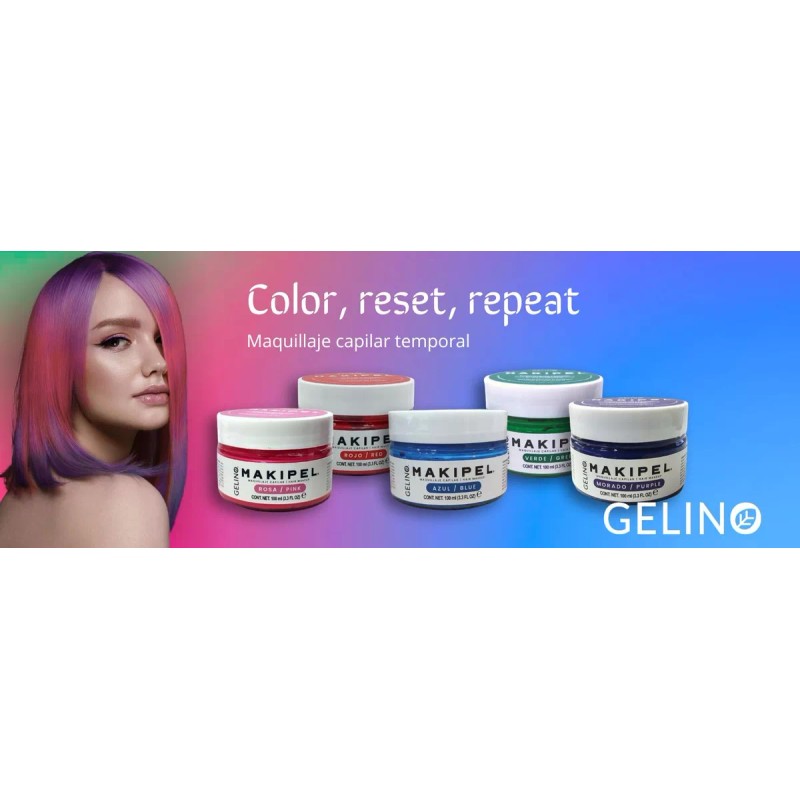 Gelino Makipel Rosa 100ml - Maquillaje Temporal Para El Cabello
