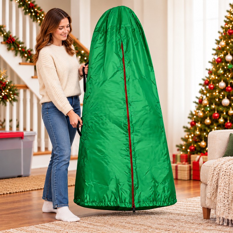 Upright Christmas Tree Storage Bag, Adjustable Oxford Fabric Dust Cover