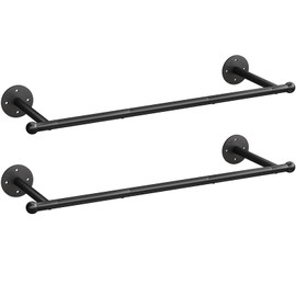 OROPY Industrial Pipe Clothing Rack Set of 2, Wall Mounted Clothes Rack, Closet Rods For Hanging Clothes, 33" Multi-purpose Hanging Rod for Laundry Room, Bedroom and Closet Storage