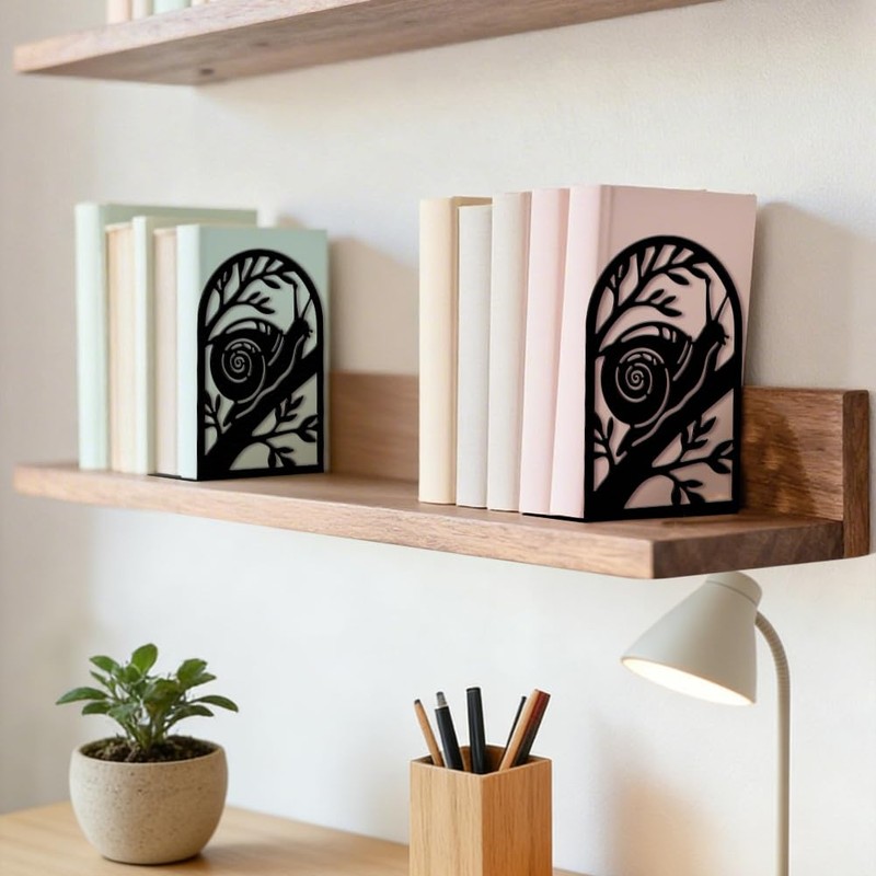 Peacoblue 4.7"x3.5"x7.1" Metal Bookends, Heavy Duty Book Ends for Shelves