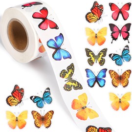 Feifeiya 500 Pcs Butterfly Stickers 1.5 Inch Spring Butterfly Gift Sticker Roll Colorful Butterfly Label Stickers Bulk Self-Adhesive Decals for Gifts Cards Scrapbook Daily Decorations 8 Design