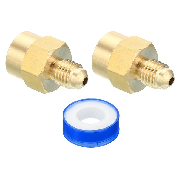 PATIKIL Brass Flare Tube Fitting, 2pcs Union Coupling Gas Adaptor