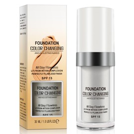 Colour Changing Foundation 30 ml, Flawless Color Changing Warm Skin Tone Foundation, Moisturizing Foundation Make-up, Natürlich Lang Anhaltend für Gesichts-Make-up, Wasserdichte, flüssige Foundation