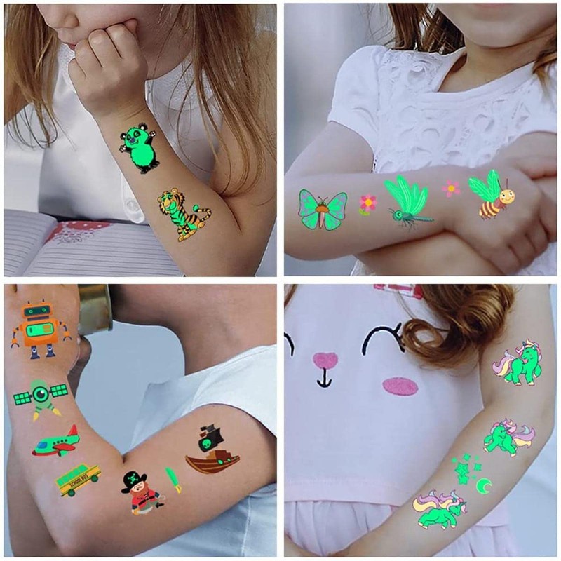 BEETIY 30 Sheets Luminous Tattoo Stickers, Glow Temporary Tattoos for