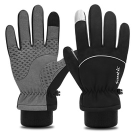 Santic Winter Thermal Cycling Gloves for Men Women Fleece Liner Full Finger Touch Screen Soft Grip Hand Glove for Workout Running Biking