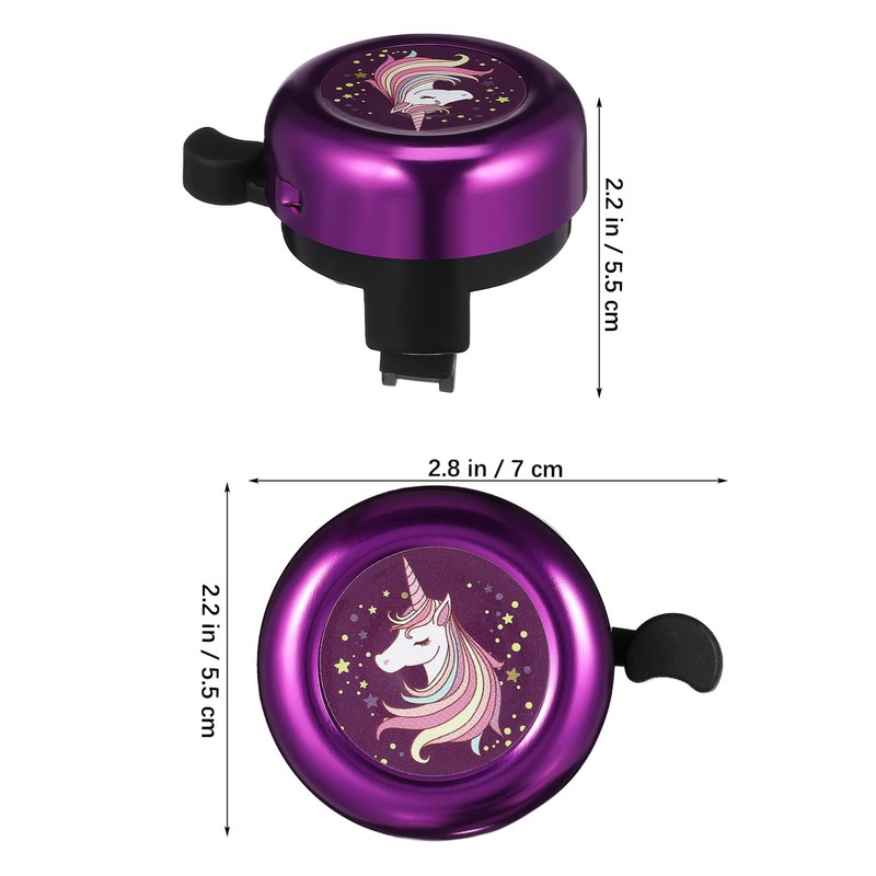 Sewroro Unicorn Bike Bell Purple Bicycle Handlebar Bell with Loud