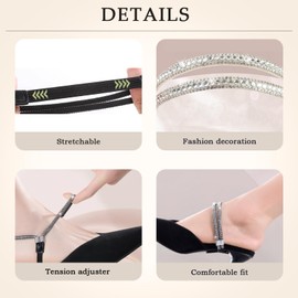 SKHAOVS 3 Pairs of Elastic High Heels Shoe Straps, Shoe Laces, Rhinestone Elastic Band, Anti Loose Strap, Anti-Fall Heel Belt for Heels, Removable Shoe Straps, 3 pairs