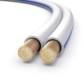 conecto CC50614 OFC Professional Audio Speaker Cable Ultraflex Cross Section 2 x 2.50 mm² (99.9% OFC Full Copper 322 x 0.10.0 mm Wire) 10.0 m White Set Including 4 Banana Plugs