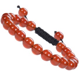 MASSIVE BEADS Natural Healing Power Gemstone Crystal Beads Unisex Adjustable Macrame Bracelets (Carnelian, 8mm)